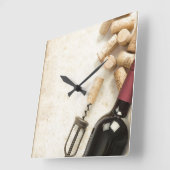 ワイン・ボトルの柱時計 スクエア壁時計 (傾斜)