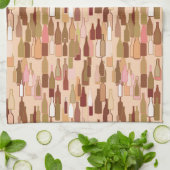 ワイン・ボトル、アース・カラー、軽い珊瑚の背景 キッチンタオル (折り畳み)