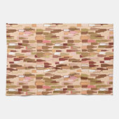 ワイン・ボトル、アース・カラー、軽い珊瑚の背景 キッチンタオル (横)