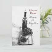 ワイン・ボトル、ブドウ、コルクせん抜き 招待状 (スタンド正面)