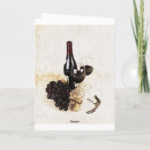 ワイン・ボトル、ワイングラス、ブドウおよびコルクせん抜き サンキューカード (裏面)