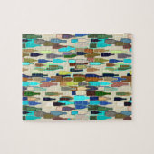 ワイン・ボトル、数々のな色、ベージュ背景 ジグソーパズル (横)