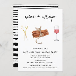 ワイン&ラップクリスマスギフトラッピングパーティー 招待状