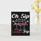 ワイン レディ、オ シップ イッツ ア ウィメンズ ガールズ レディース トリップ  カード (黄色い花)