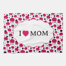 ワイン ローズ グリーン ポルカドット グラフィック パターン モダン キッチンタオル