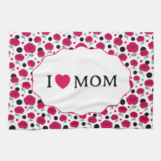 ワイン ローズ グリーン ポルカドット グラフィック パターン モダン キッチンタオル