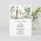 ワイン＆ワイングラス グリーン フラワー ブランシュ＆バブル 招待状 (スタンド正面)