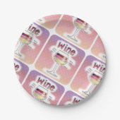 ワイン、ワイン、さらに多くのワイン ペーパープレート (正面)