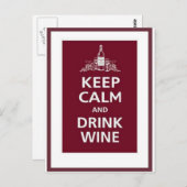 ワイン：「保落ち着いてワインを飲む」 ポストカード (正面/裏面)