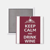 ワイン：「保落ち着いてワインを飲む」 マグネット (正面/裏面)