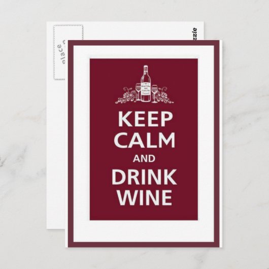ワイン: "冷静さを保ってワインを飲め" ポストカード (正面/裏面)