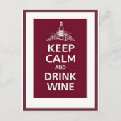 ワイン: "冷静さを保ってワインを飲め" ポストカード (正面)