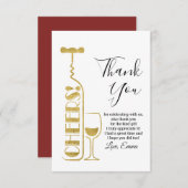 ワイン, 大人の誕生日, 結婚式, パーティー サンキューカード (正面/裏面)