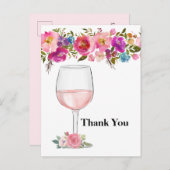 ワイン、大人の誕生日、結婚式、フラワーのお礼 インビテーションポストカード (正面/裏面)