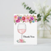 ワイン, 大人の誕生日, 結婚式, 花の感謝 インビテーションポストカード (スタンド正面)