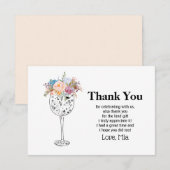 ワイン, 大人の誕生日, 結婚式, 花 サンキューカード (正面/裏面)