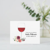 ワイン，成人の誕生日， 結婚's,フローラの招待p インビテーションポストカード (スタンド正面)