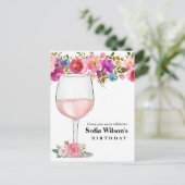 ワイン，成人誕生日，結婚フローラ インビテーションポストカード (スタンド正面)