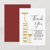 ワイン, 成人誕生日, 結婚式, パーティ サンキューカード (正面/裏面)