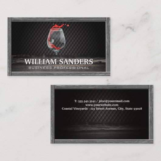 ワイン |木製トリム縁ど 名刺 (正面/裏面)