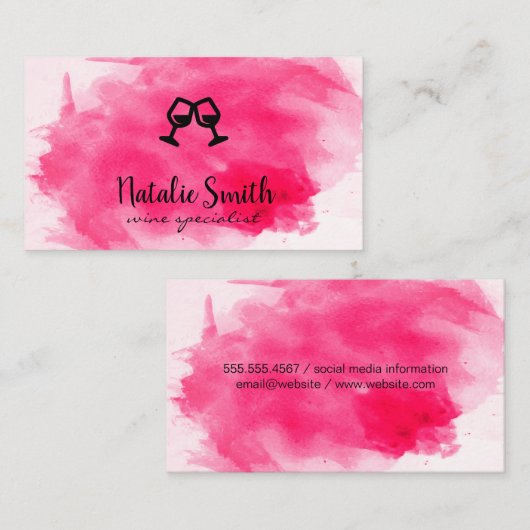ワイン |水彩 |応援 名刺 (正面/裏面)