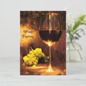 ワイン、緑の葡萄、キャンドルライトテイスト 招待状 (スタンド正面)