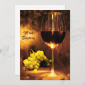 ワイン、緑の葡萄、キャンドルライトテイスト 招待状 (正面/裏面)