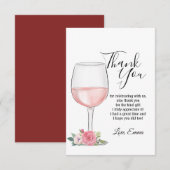 ワイン, 花, サンクスカード 招待状 (正面/裏面)