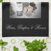 ワイン、葡萄、バラ キッチンタオル (折り畳み)