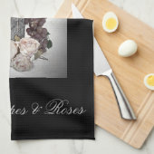 ワイン、葡萄、バラ キッチンタオル (四つ折り)