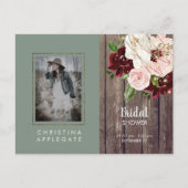 ワイン&赤面フローラセージ写真ブライダルシャワー インビテーションポストカード (正面)