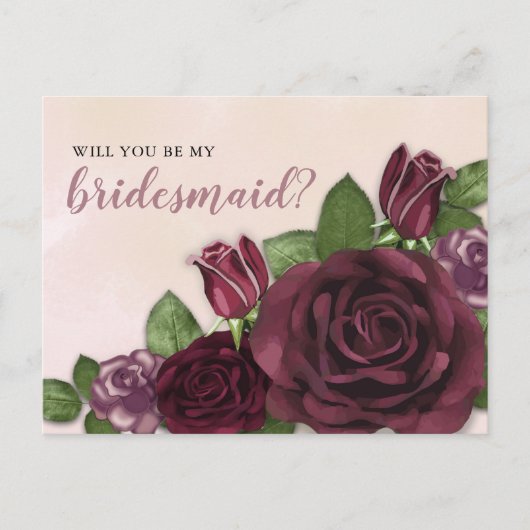 ワイン |赤面 |メイブフローラ花嫁リクエスト インビテーションポストカード (正面)