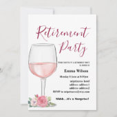 ワイン，退職招待状，女性のための 招待状 (正面)