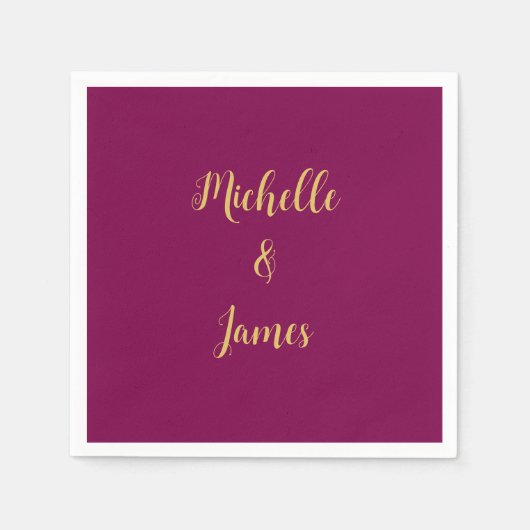 ワイン&金ゴールドカラープロフェッショナルトレンディー モダン スタンダードカクテルナプキン (正面)