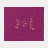 ワイン&金ゴールドカラープロフェッショナルトレンディー モダン フリースブランケット (正面(横))