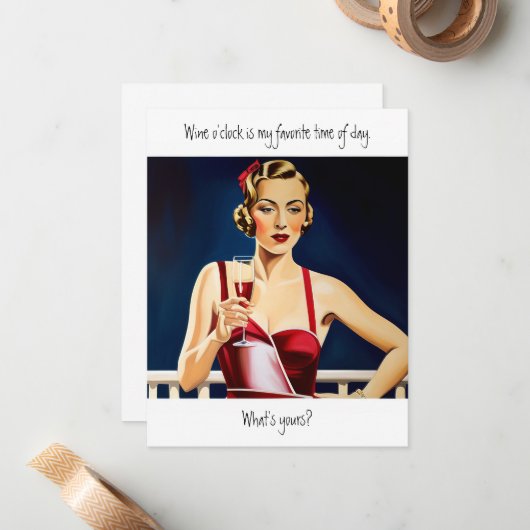 ワインOクロックおもしろい引用文 ノートカード (正面/裏面インサイチュ)
