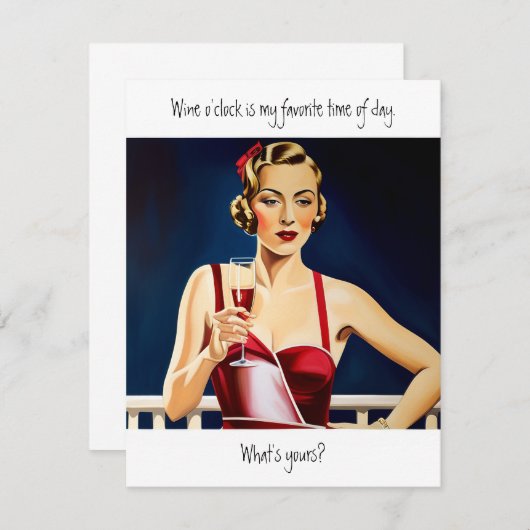 ワインOクロックおもしろい引用文 ノートカード (正面/裏面)