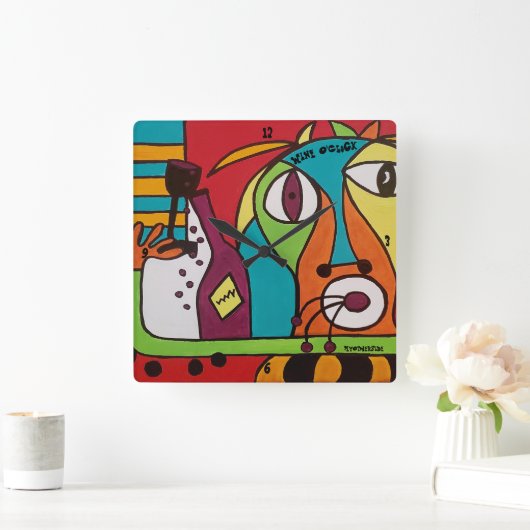 ワインO'Clock byOtherSide スクエア壁時計 (ホーム)