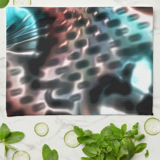 ワインtに「インク」滴を付けた有孔板デザイン キッチンタオル (折り畳み)