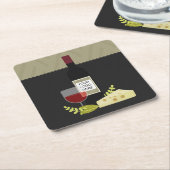 ワイ企業のンテイスティング/ワインとチーズのロゴを追加 スクエアペーパーコースター (アングル)