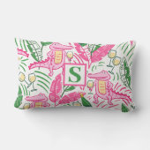 ワイ名門私立校風のゲーターワインピンクグリーンモノグラムホワイト ランバークッション (裏面)