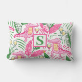 ワイ名門私立校風のゲーターワインピンクグリーンモノグラムホワイト ランバークッション (正面)