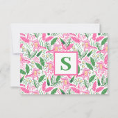 ワイ名門私立校風のゲーターワインピンクグリーンモノグラム サンキューカード (正面)