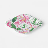 ワイ名門私立校風のゲーターワインピンクグリーンモノグラム ペーパープレート (傾斜あり)