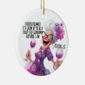 ワイ熱狂するン付おもしろいき老婦人 セラミックオーナメント (右)