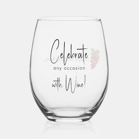 ワイ祝ンの茎のないワイングラス付き ステムなしワイングラス (正面)