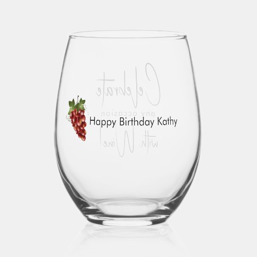 ワイ祝ンの茎のないワイングラス付き ステムなしワイングラス (裏面)