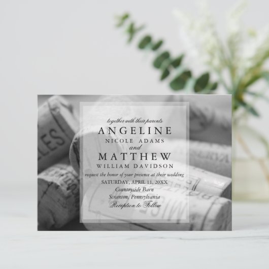 ワイ素朴ンをテーマにしたブドウ畑結婚式招待状 招待状 (スタンド正面)