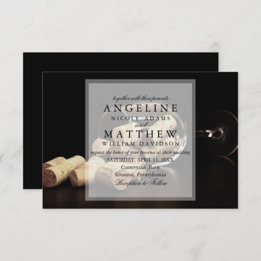 ワイ素朴ンをテーマにしたブドウ畑結婚式招待状 招待状 (正面/裏面)