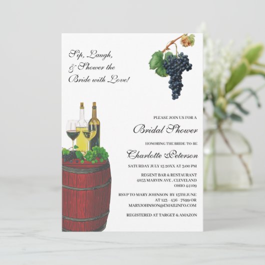 ワイ素朴ンをテーマにしたブライダルシャワー 招待状 (スタンド正面)